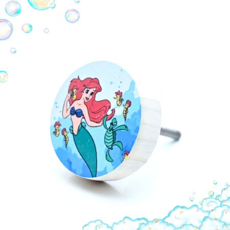 Handmade Pine Wood Ariel & Sea Creatures Knob for Kids Furniture